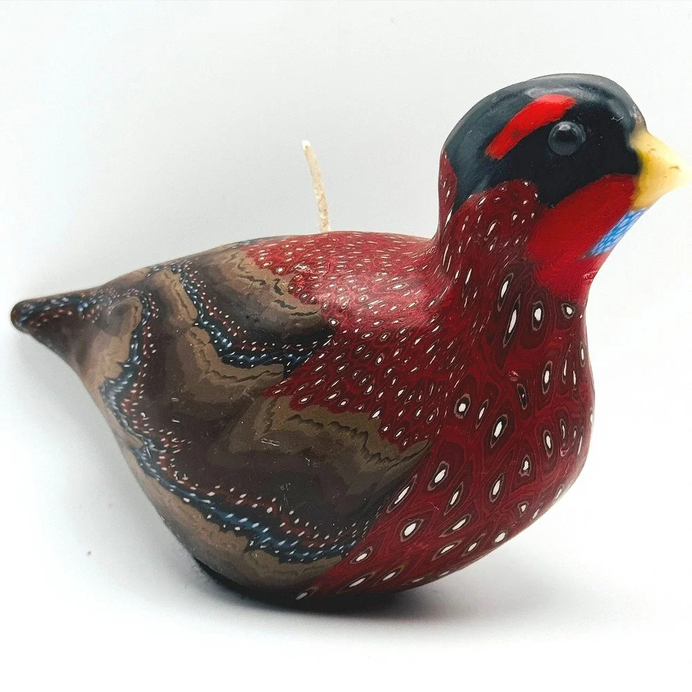 Vintage Hand Painted Pheasant Wax Candle Game Bird Figurine Hunting Cabin Decor